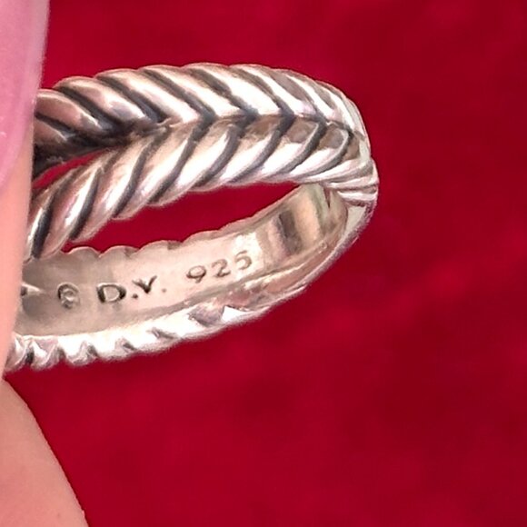 David Yurman Sterling Silver Cable Ring with Pearl & Diamonds – SIZE 7 - Picture 4 of 6